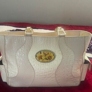 Debbie Brooks  Cream Crocodile-Embossed Tote Bag